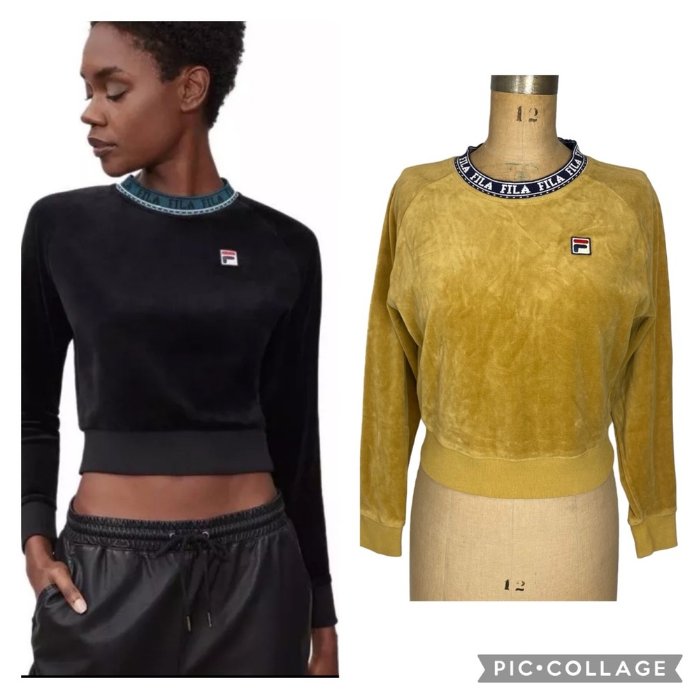 FILA Dina Velour Pullover in Mustard Size M